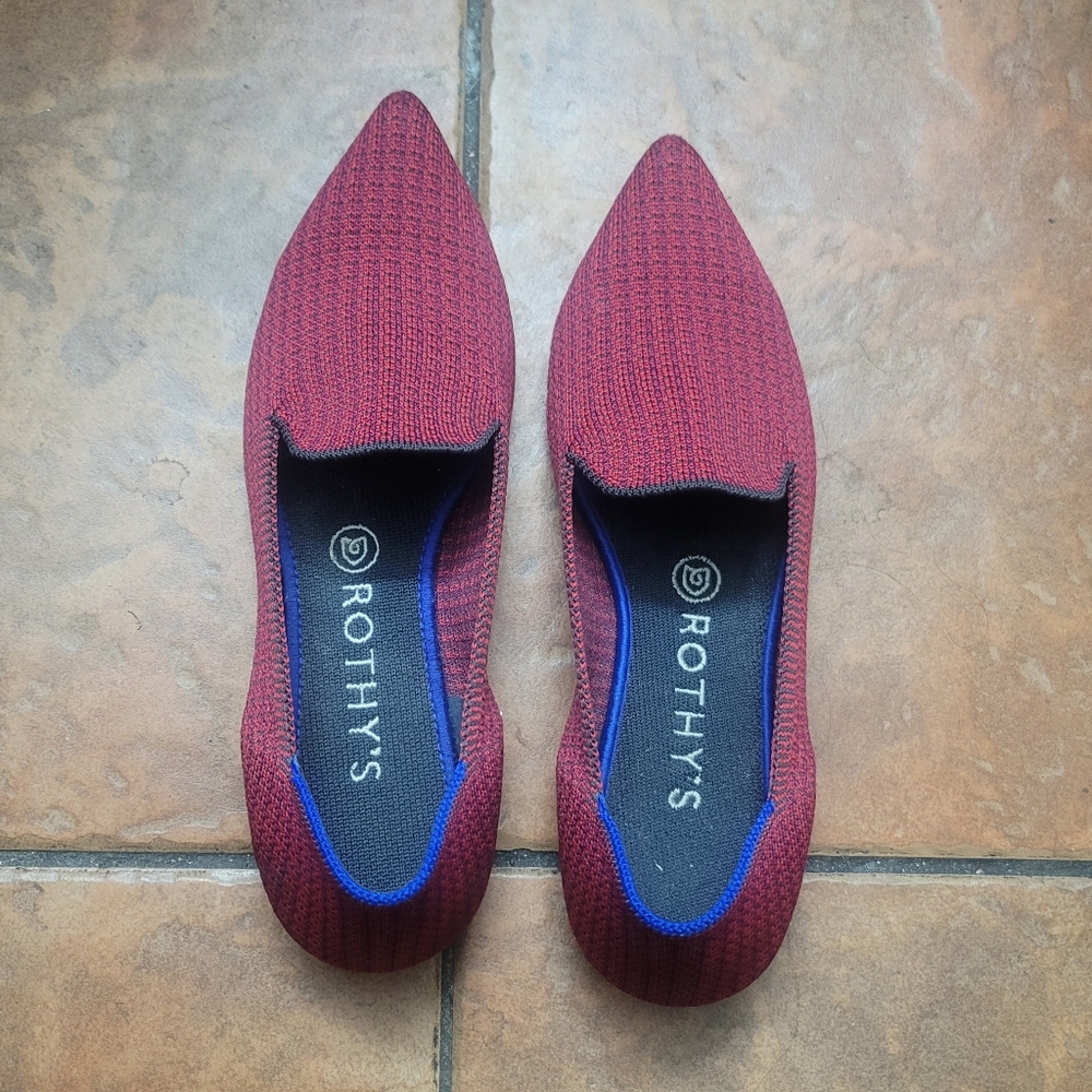 EUC Rothy's The Point Ballet Flats in Scarlett Tweed (Retired Color) Size 8 - Picture 9 of 10